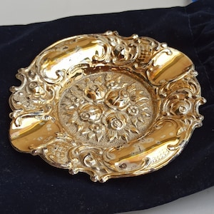 925 Silver Ashtray, 1980s, Vintage Silver Ashtray, Antique Ashtray, Old Ashtray, Retro Flowers Ashtray