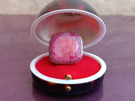 Large Ruby Ring, 925 Sterling Silver, Silver Ruby… - image 8
