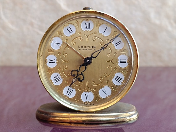1960s LOOPING SWISS Alarm Clock With Mechanical Mechanism