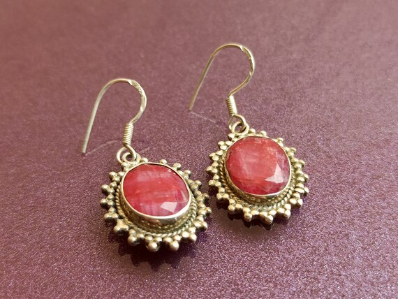 Ruby 925 Silver Earrings, Ruby Silver Earrings, S… - image 3
