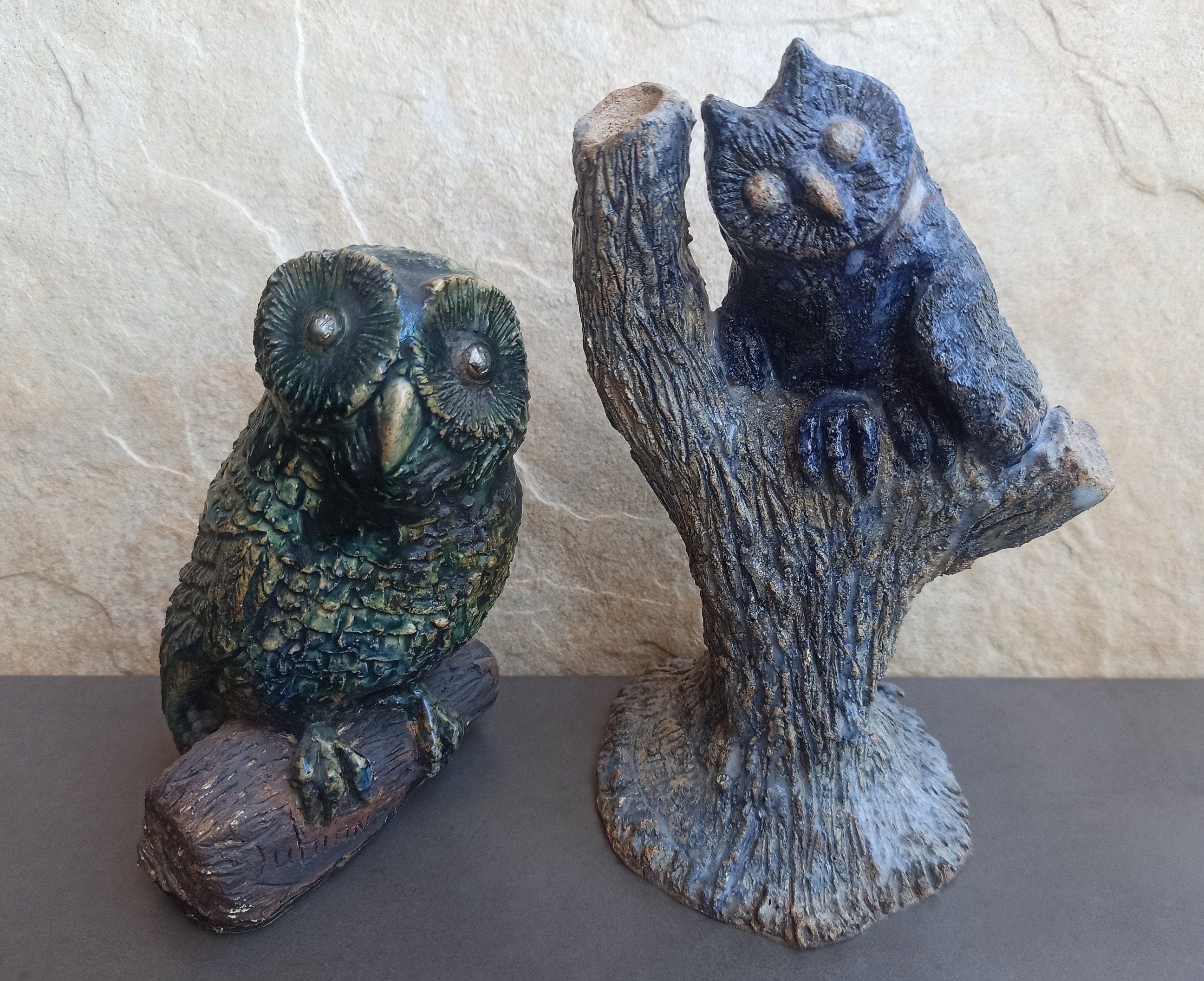 Lubiano OWLS Set, Porcelain Sculpture, Magnificent Ceramic Sculpture Signed LUBIANO, OWL Porcelain F