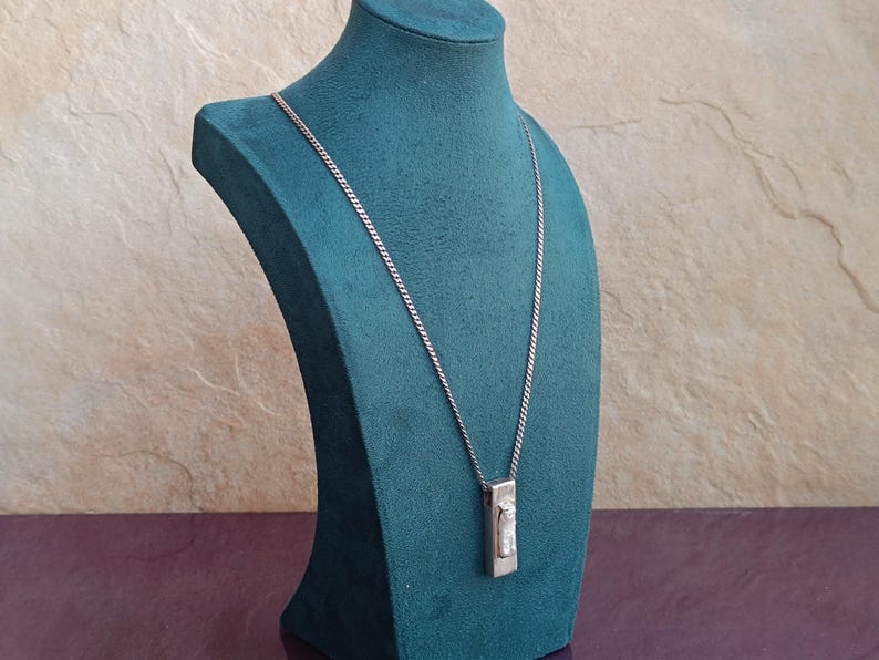 925 Silver Mother Of Pearl Pendant With Necklace, Silver Pendant, Italian Silver Jewellery, Antique Pendant, Vintage Pendant, Italy image 4