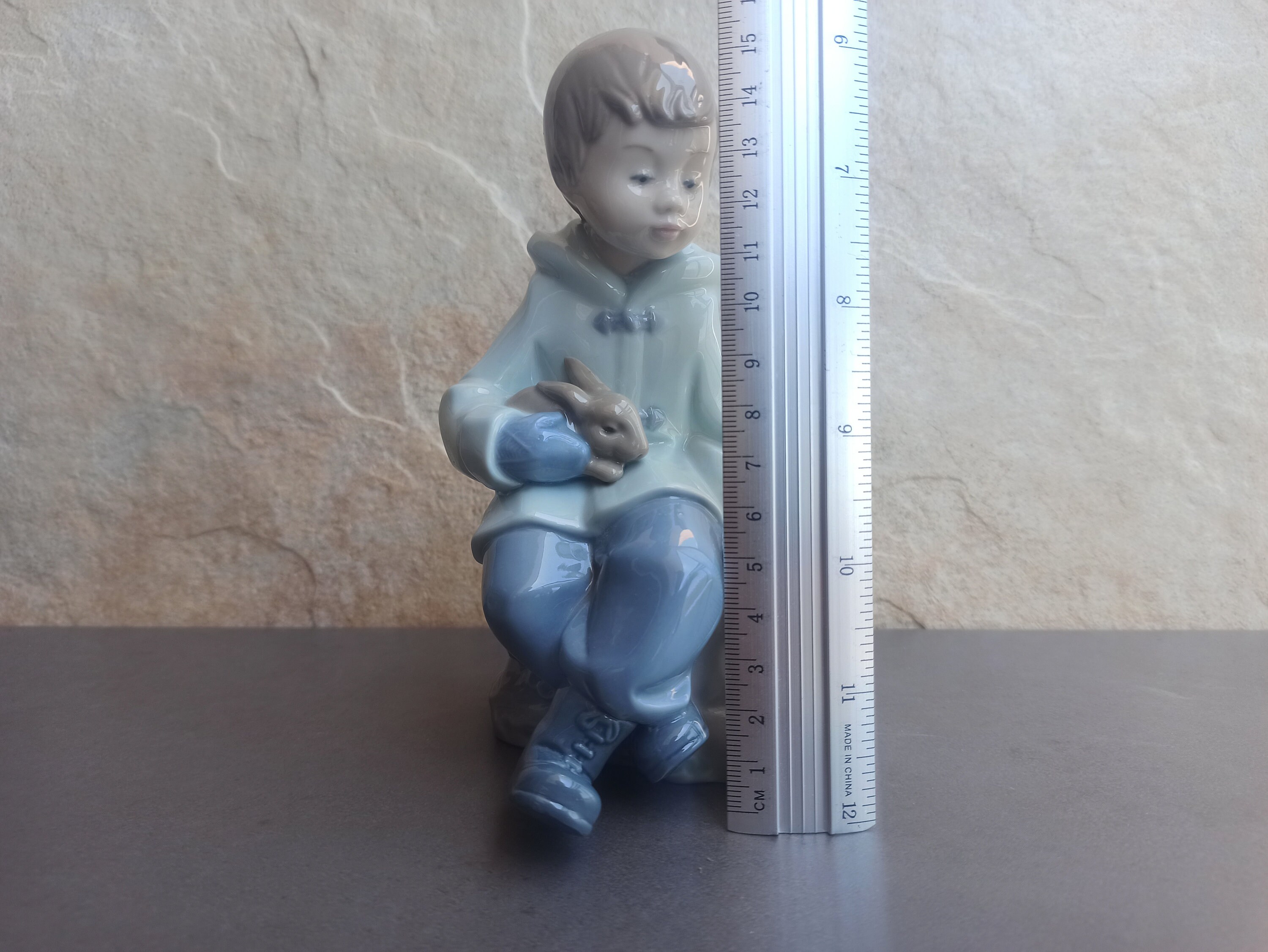 LLADRO Nao Figurine, Nao by Lladro Spain, Figurine Boy With Rabbit