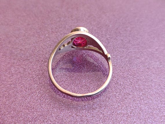 875 Silver Soviet Ruby Ring, Red Ruby Silver Ring… - image 3