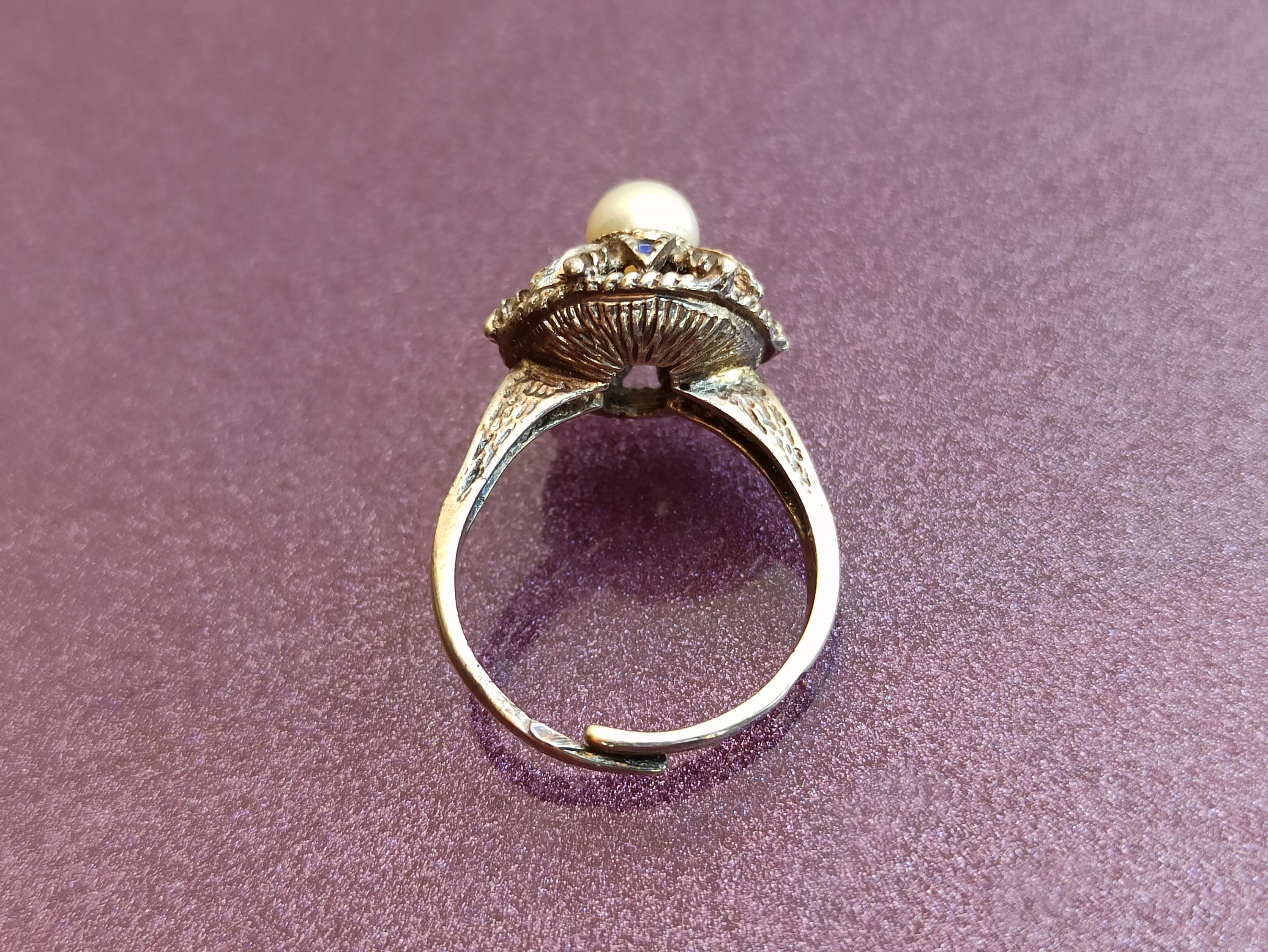 マジョリカ パール リング、ゴールドとシルバー リング、デザイナー