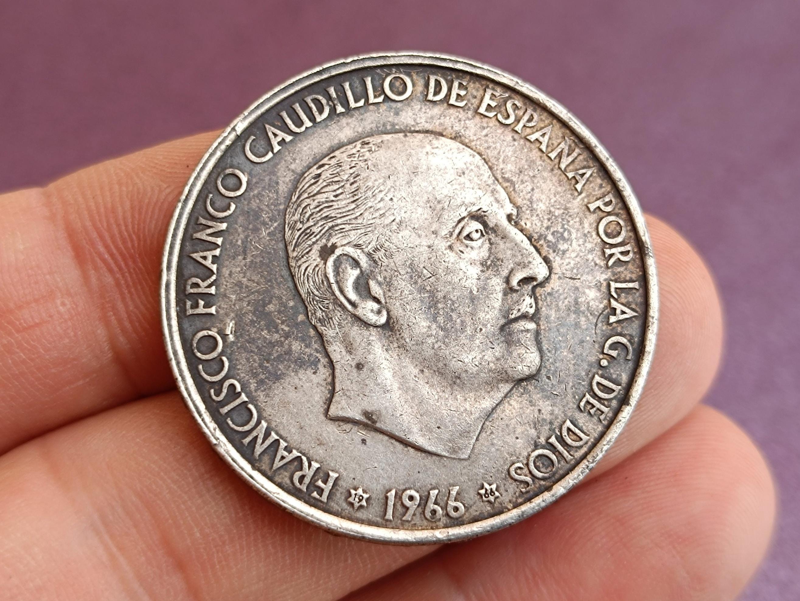 1966 Silver 100 Pesetas Franco, Francisco Franco Coin, Spanish