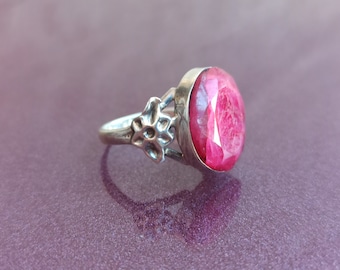 Ruby 925 Silver Ring, Ruby Silver Ring Silver, Silver Ruby Ring, Vintage Ring, Antique Silver Ring, Retro Ring, Vintage Ruby Ring