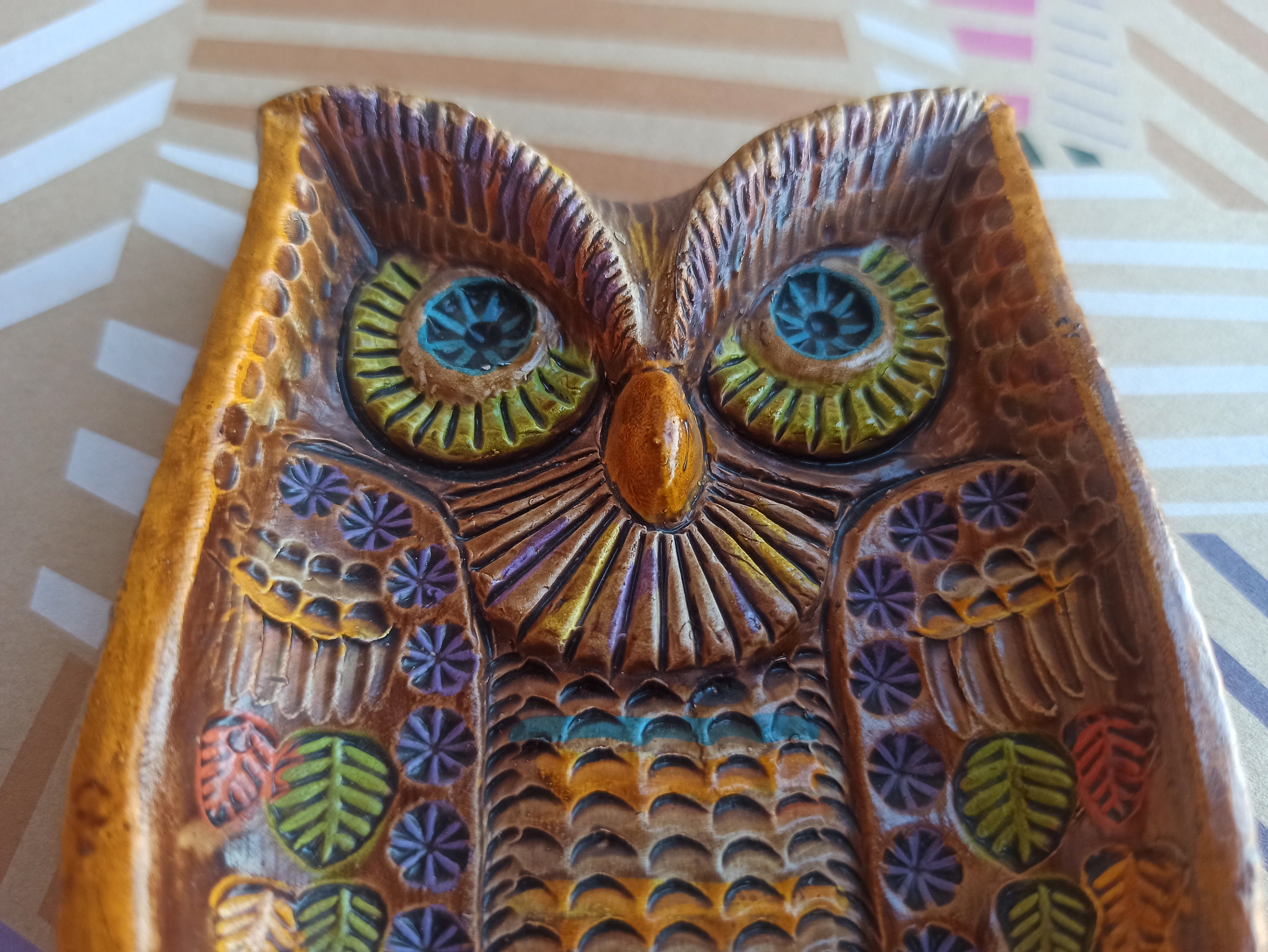 RARE Ceramica CONVENTO, Jesus Maria, Aracena, Colorful Owl, Owl