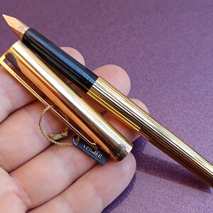 Stylo Plume S.T. DUPONT - Argenté Damier - Plume En Or Massif 18 Carats - Occasion
