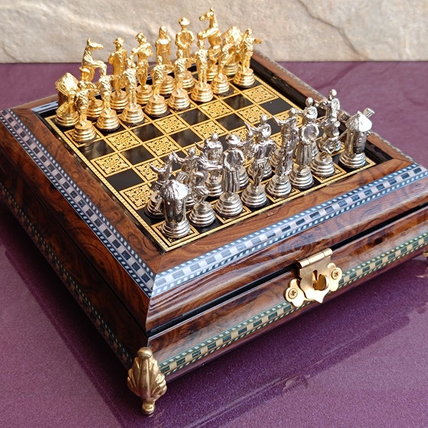 24k, 18k Gold Filled CREDAN CHESS, Damascene Decorative Chess Toledo Spain, Gold Filled Chess, Vintage Toledo Chess