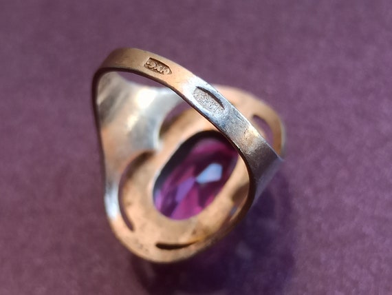 875 Silver Ruby Ring, USSR Red Ruby Silver Ring, … - image 5
