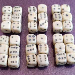 1930s Set of 6 Dice Sets, 6 Dice per Set, Vintage Dice, Vintage Complete Dice, Retro Dice, Antique Dice, Tabletop Dice Collection