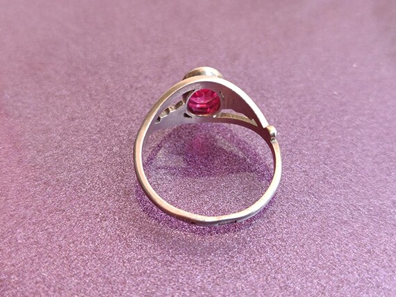 875 Silver Soviet Ruby Ring, Red Ruby Silver Ring… - image 11