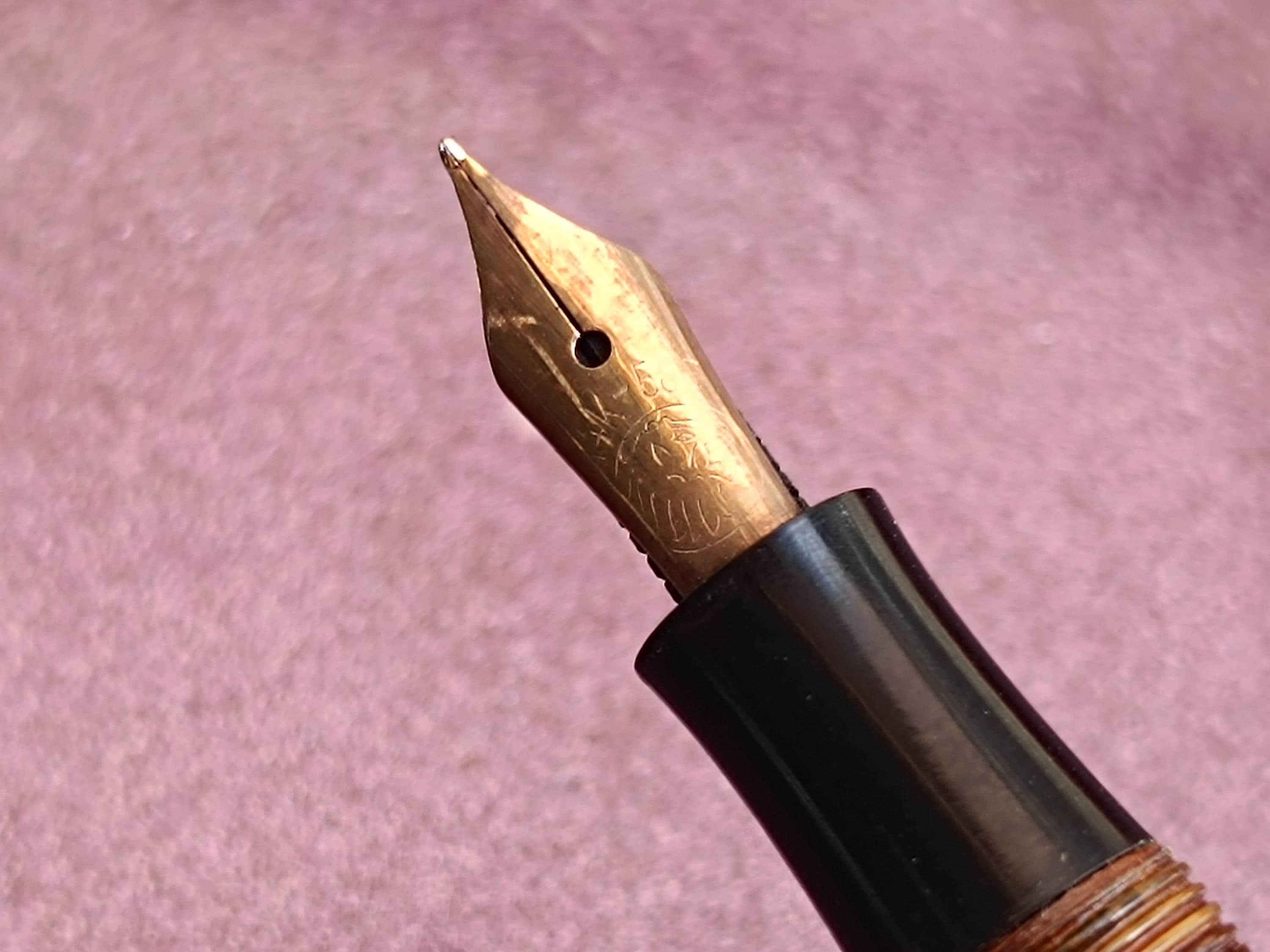 Stylo Plume Vintage De Luxe Avec Plume En Or 14 Carats - Pièce Unique D'occasion