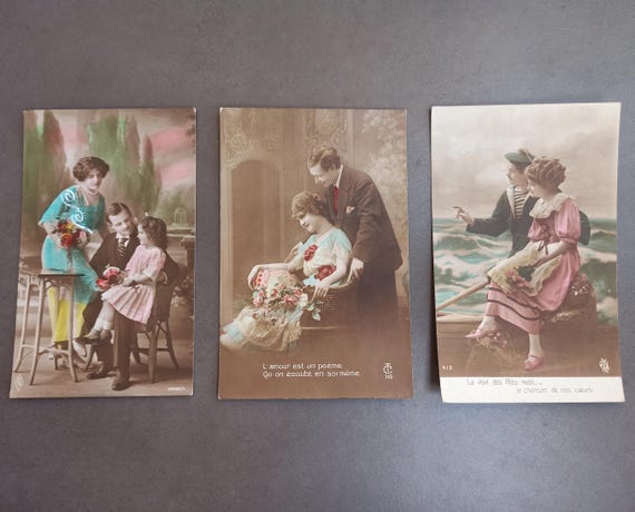 3 Cartes Postales érotiques Anciennes – Années 1920, Anonyme (état Neuf)