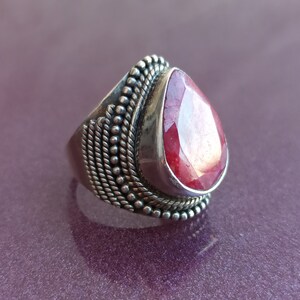 Ruby 925 Silver Ring, Ruby Silver Ring Silver, Silver Ruby Ring, Vintage Ring, Antique Silver Ring, Retro Ring, Vintage Ruby Ring image 6