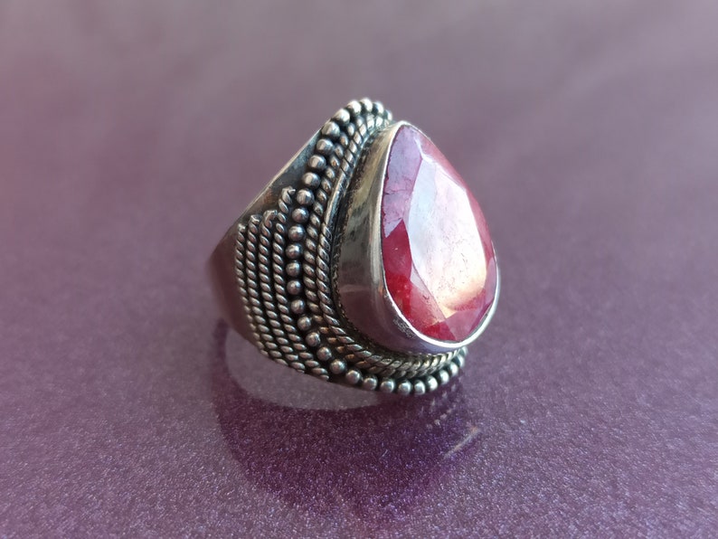 Ruby 925 Silver Ring, Ruby Silver Ring Silver, Silver Ruby Ring, Vintage Ring, Antique Silver Ring, Retro Ring, Vintage Ruby Ring image 6