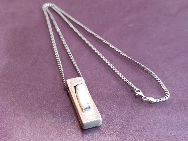 925 Silver Mother Of Pearl Pendant With Necklace, Silver Pendant, Italian Silver Jewellery, Antique Pendant, Vintage Pendant, Italy image 6