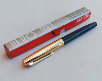 HERO 332 Pluma estilográfica, pluma coleccionable, pluma de regalo, pluma estilográfica llena de oro, pluma estilográfica vintage, pluma antigua, pluma estilográfica vieja, China 1970