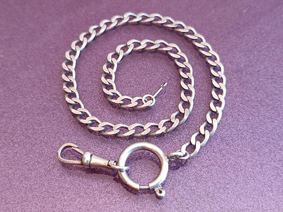 1970年代 925シルバー懐中時計チェーン、アンティーク懐中時計チェーン