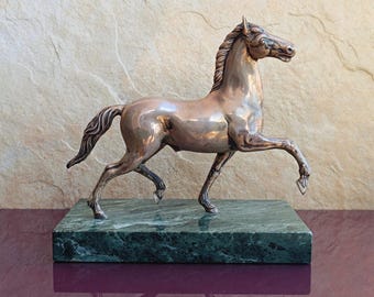 ヴィンテージスターリングシルバーの馬の置物：乗馬用デスク