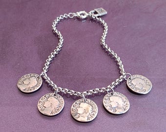 Collar bañado en plata UNO de 50, tótem UNO de 50, talismán UNO de 50, joyería bañada en plata, joyería Uno de 50