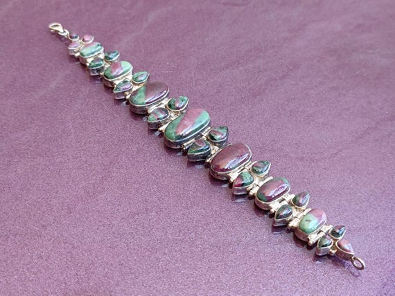 925 Silver Ruby Zoisite Bracelet, Ruby Bracelet, … - image 4