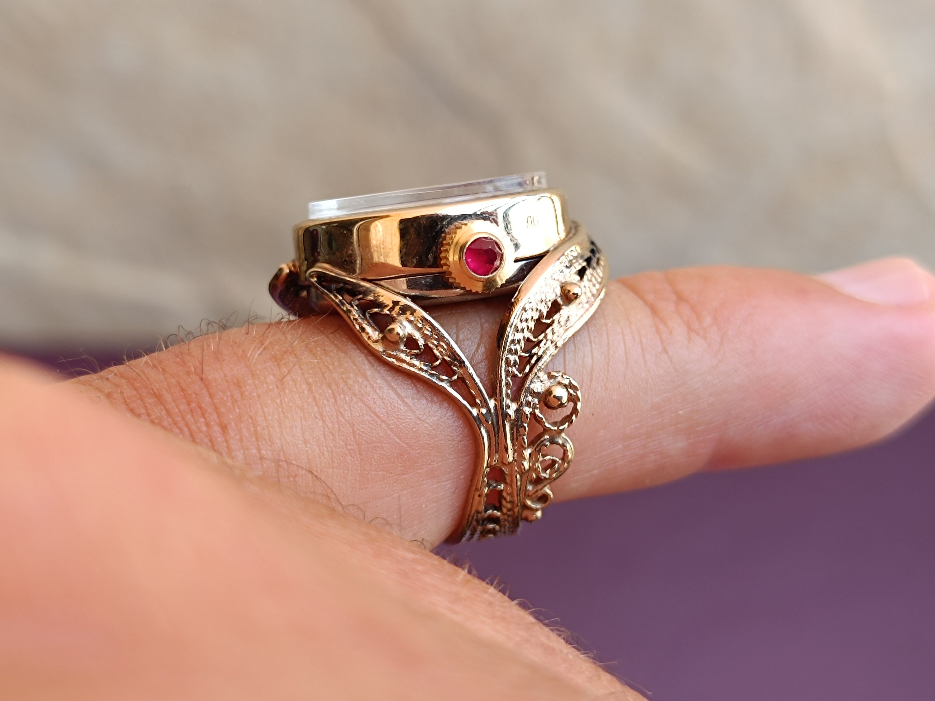 1980 Gold Filled Ring Watch CHAIKA 17 Jewels USSR Mechanical Watch