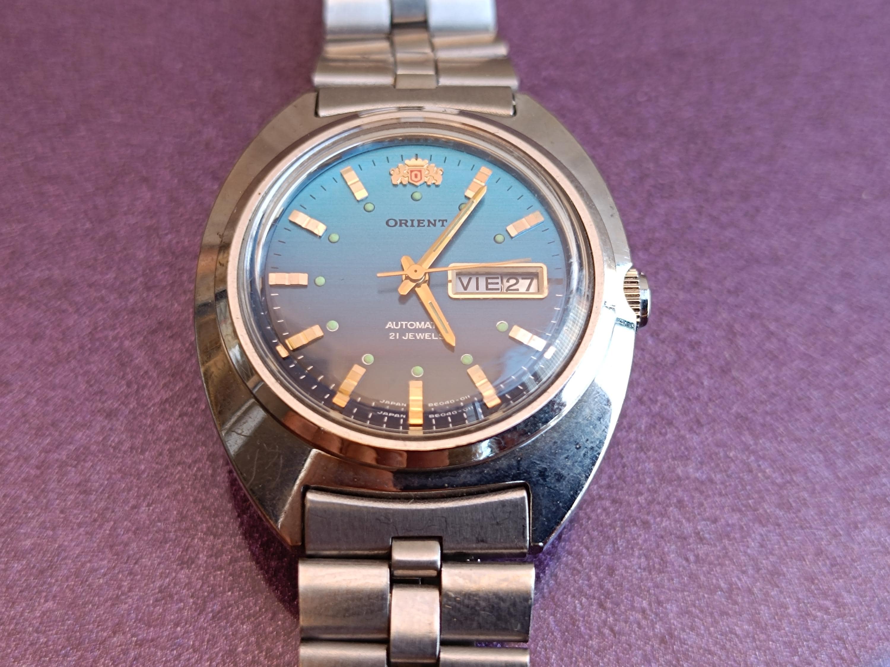 1980年代 ORIENT 21 Jewels 自動巻き時計、ヴィンテージ機械式時計