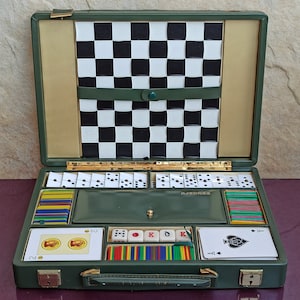 1950er Jahre Pokerset, American Poker, Pokerwürfel, Dominosteine, Schach, Spielkarten, Vintage Brettspiel, American Poker Würfel, Pokerspiel, Würfel
