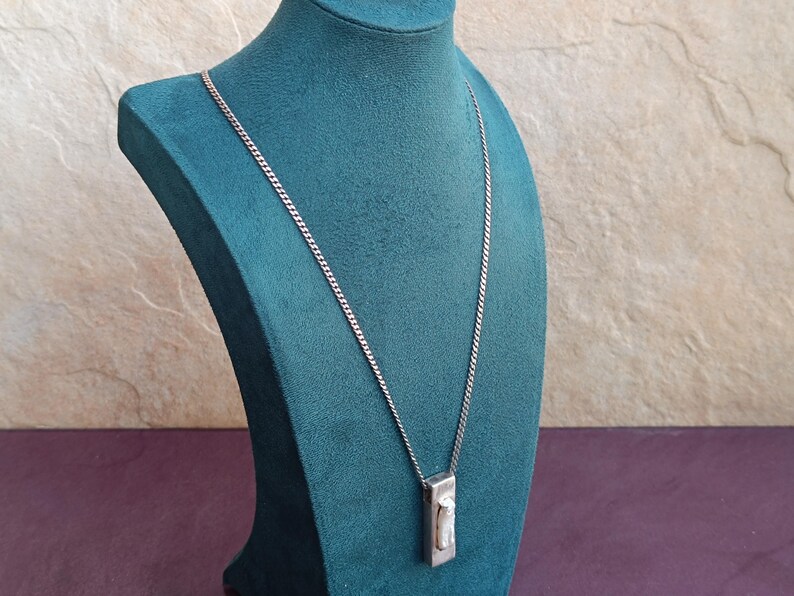 925 Silver Mother Of Pearl Pendant With Necklace, Silver Pendant, Italian Silver Jewellery, Antique Pendant, Vintage Pendant, Italy image 15
