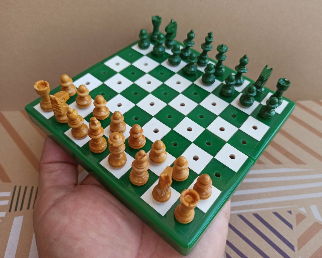 RARE 1950 Hand Carved Chess, Antique Chess in Original Box, Spanish