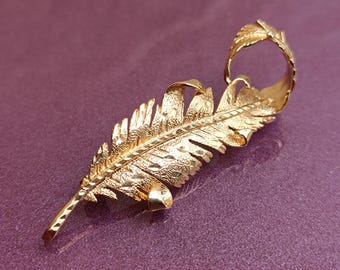 Broche Ancienne Art Déco/Nouveau - Plaqué Or 18k (750), Motif Fleurs, Créateur