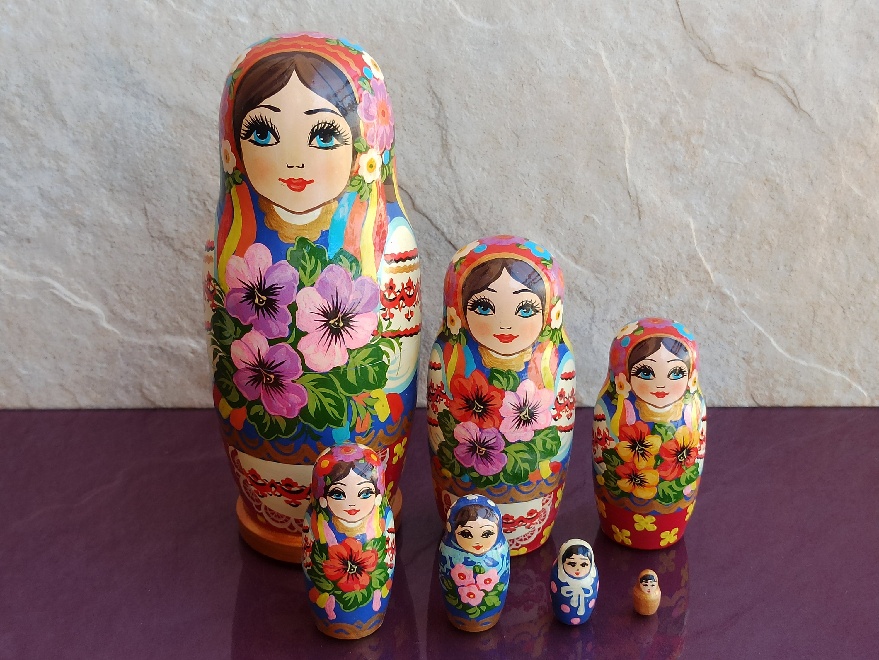 Set of 7 Nesting Dolls, Ukrainian Art, Matryoshka, Unique 