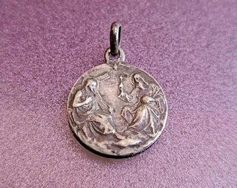 Medalla religiosa de San Luis Gonzaga de plata 800 de la década de 1930, Medalla Luis Gonzaga, Medalla religiosa, San Luis Gonzaga, Medalla religiosa