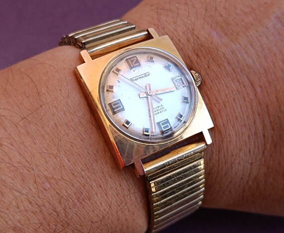1960 Reloj mecanico relleno de oro Thermidor reloj automatico reloj chapado en oro reloj mecanico reloj retro reloj lleno de oro Francia Etsy Espana