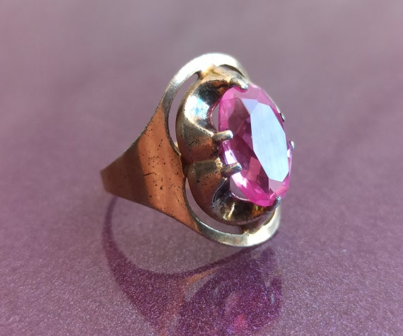 875 Silver Ruby Ring, USSR Red Ruby Silver Ring, … - image 1