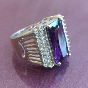 Amethyst 925 Silver Ring, Vintage Ring, Purple Crystal Ring, 925 Silver Ring, Silver Retro Ring, Ring With Gemstones, Antique Ring