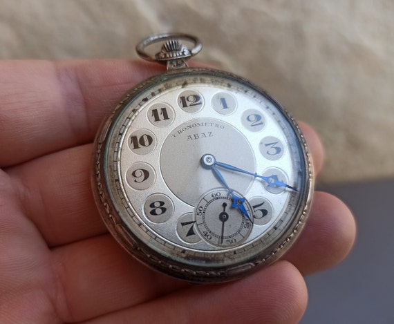 Silver Cronometro ABAZ, Silver Pocket Watch, Silv… - image 1