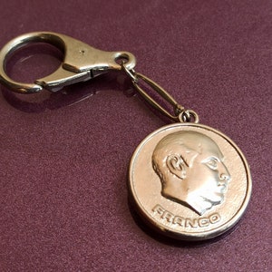 Vintage Franco Keychain, Franco 23 Febrero, Francisco Franco Keychain, Military Keychain, Metal Keychain, Antique Keychain