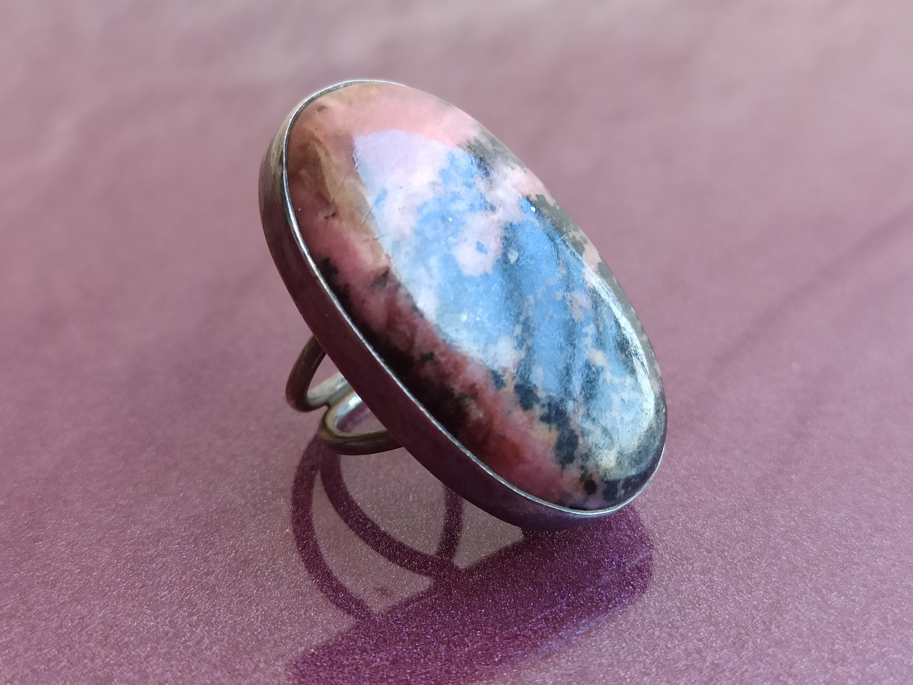 Rhodonite Ring, 925 Sterling Silver, Silver Rhodonite Ring Rhodonite Ring, 925 Sterling Silver, Silver Rhodonite Ring