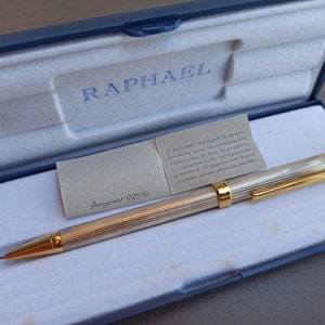 Raphael 925 Silber Kugelschreiber, antiker Raphael Gold gefüllter italienischer Stift, Vintage 925 Silberstift, silberner Kugelschreiber, alter Raphael-Stift