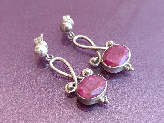 Ruby 925 Silver Earrings, Ruby Silver Earrings, S… - image 4