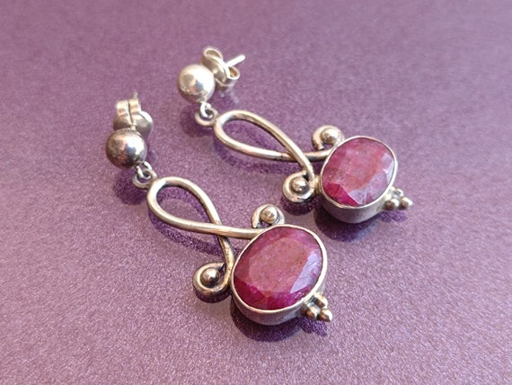 Ruby 925 Silver Earrings, Ruby Silver Earrings, S… - image 7