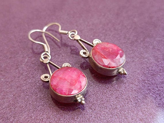 Ruby 925 Silver Earrings, Ruby Silver Earrings, S… - image 4
