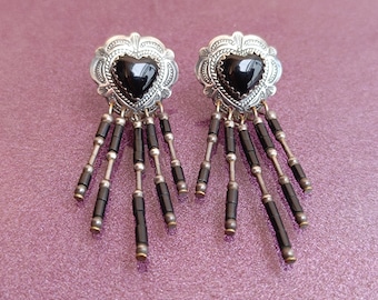 Boucles d’oreilles en argent QT Black Onyx 925, boucles d’oreilles en argent vintage, boucles d’oreilles en argent Onyx, boucles d’oreilles en argent, pierre Onyx, pierre de souhait, cristal de guérison