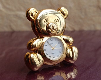 MONEX Gold Filled Quartz Japan Movt, Quartz Bear Watch, Small Table Clock, Bronze Japan Watch, Antique Watch, Vintage Table Clock, Old Watch