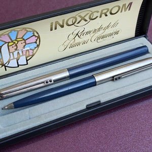 INOXCROM 77 SET vulpen en balpen, vulpen, vintage vulpen, retro balpen, antieke vulpen, Spaanse pen