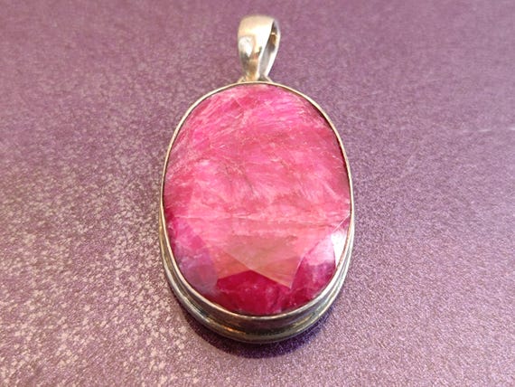 925 Silver Ruby Pendant, Vintage Ruby Pendant, Re… - image 5