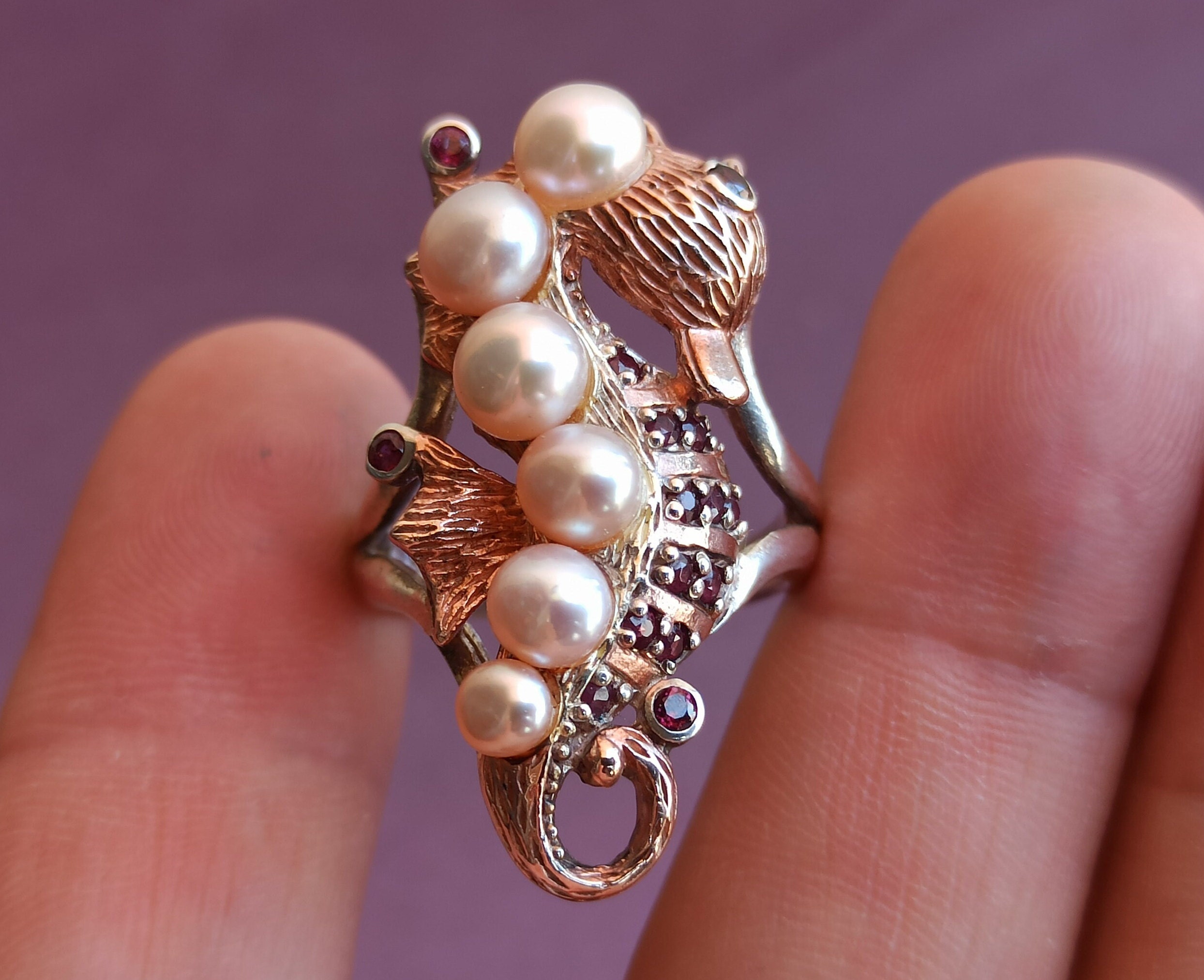 Majorica Pearl Gold and Silver Ring Designer Pearl 925 Silver Ring Pearl Silver Ring Majorica Pearl Ring Wedding Gift Mallorca Pearl Etsy